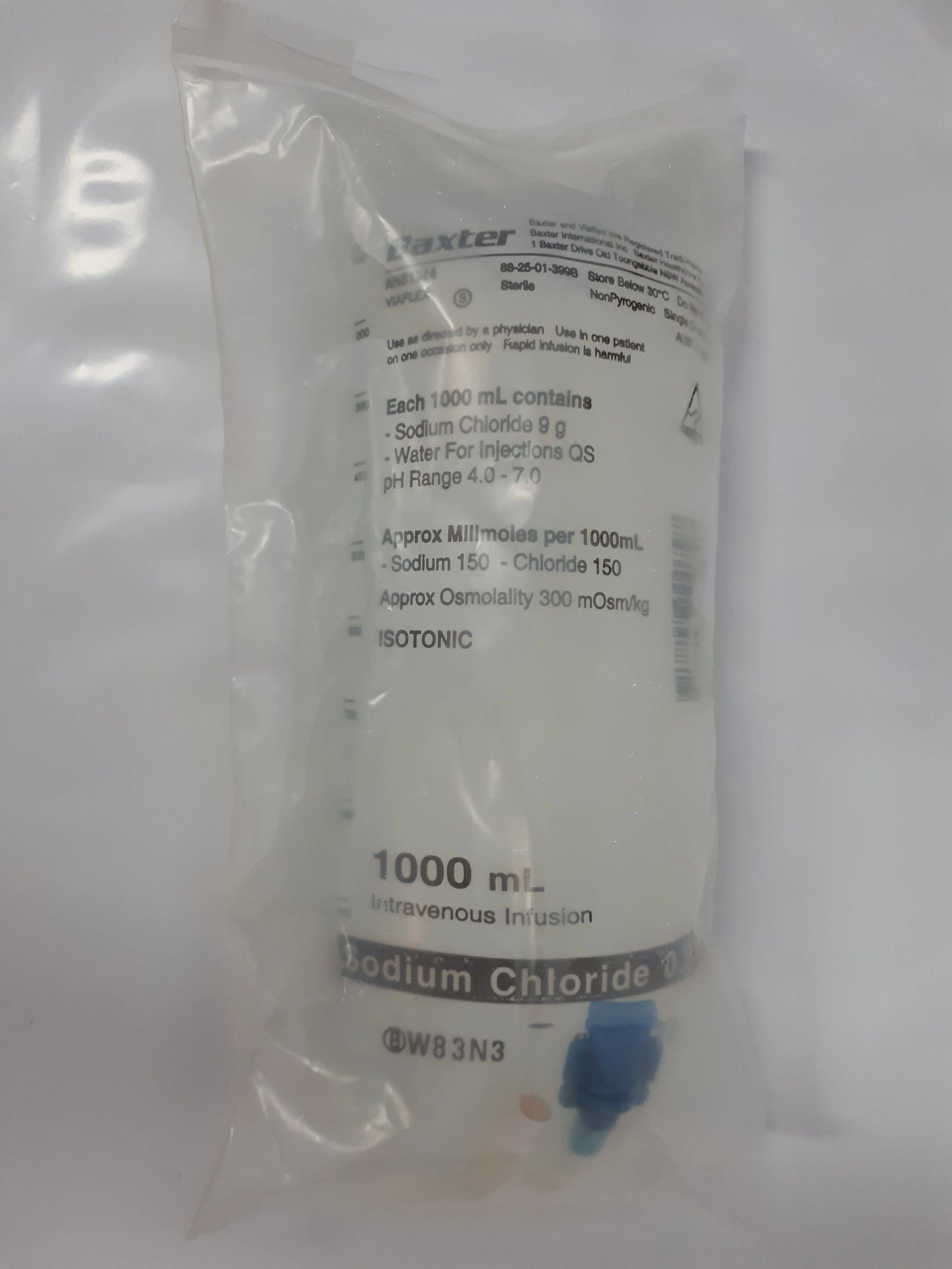 Baxter Saline Sodium Chloride 0.9% Drip 1 Litre