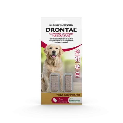 Drontal Allwormer Chewable for Large Dogs 35kg Tab Twin Pack