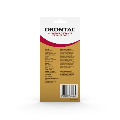 Drontal Allwormer Chewable for Large Dogs 35kg Tab Twin Pack