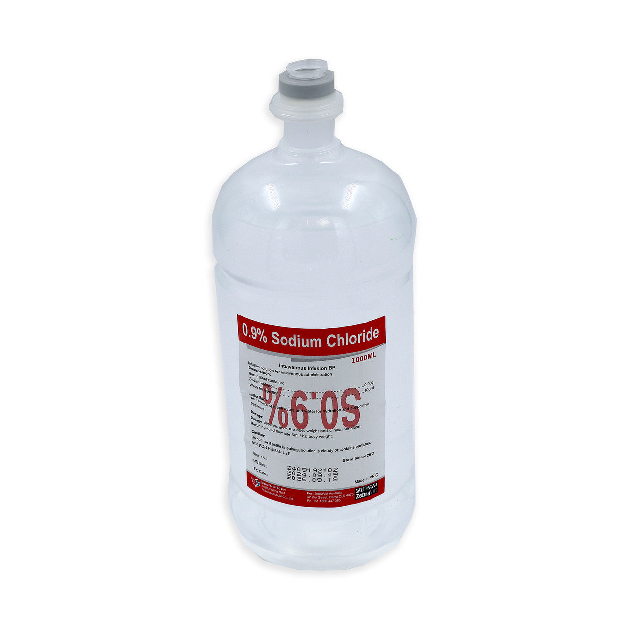 Zebravet Saline Sodium Chloride 0.9% Drip 1 Litre