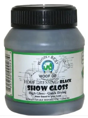 Worlds Best Hoof Oil Show Gloss 125ml Jar with Brush