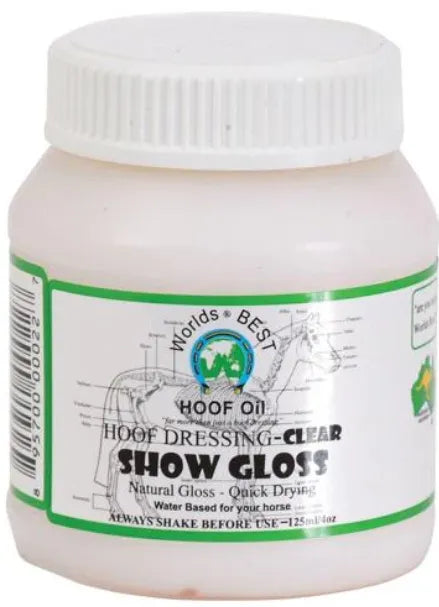Worlds Best Hoof Oil Show Gloss 125ml Jar with Brush